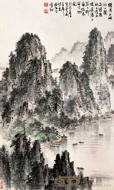 黄安仁 己未(1979年)作 星湖风光 立轴 91×54.5cm